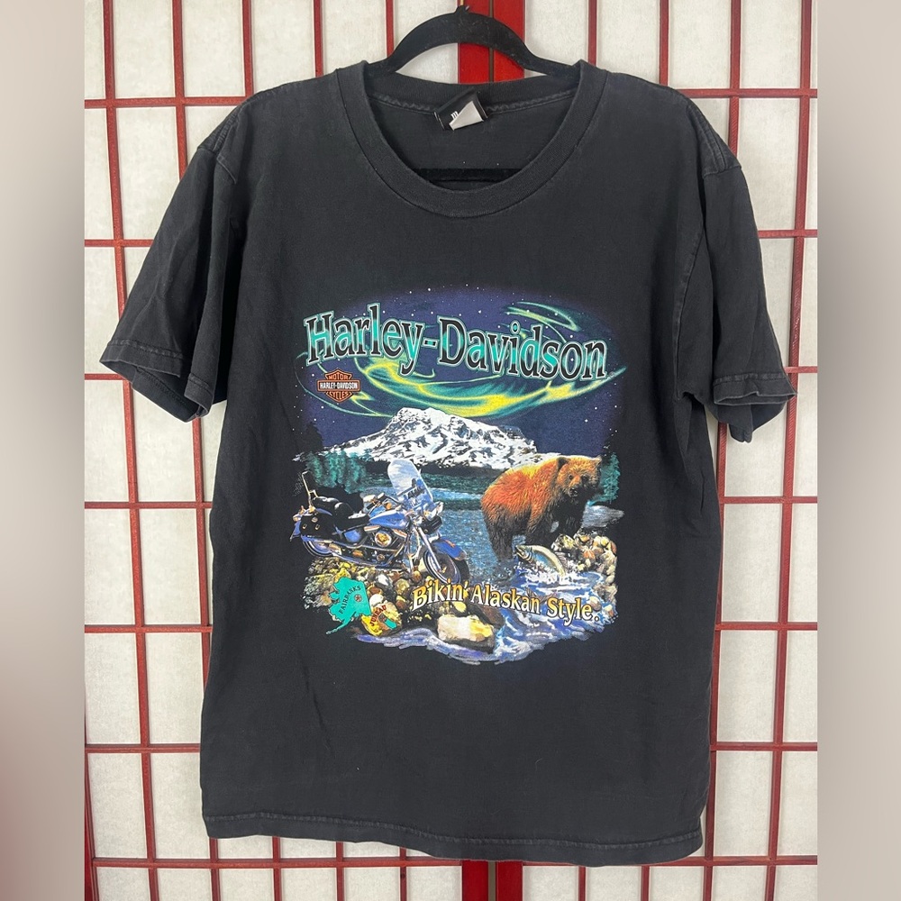 Vintage 90s Harley-Davison "Bikin' Alaskan Style Graphic T-Shirt